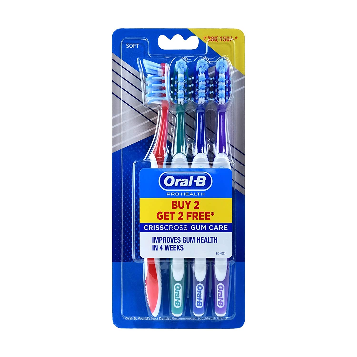 Buy Oral-B Pro-Health Criss Cross Gum Care Toothbrush, 4 Count (Buy 2, Get 2 Free) Online