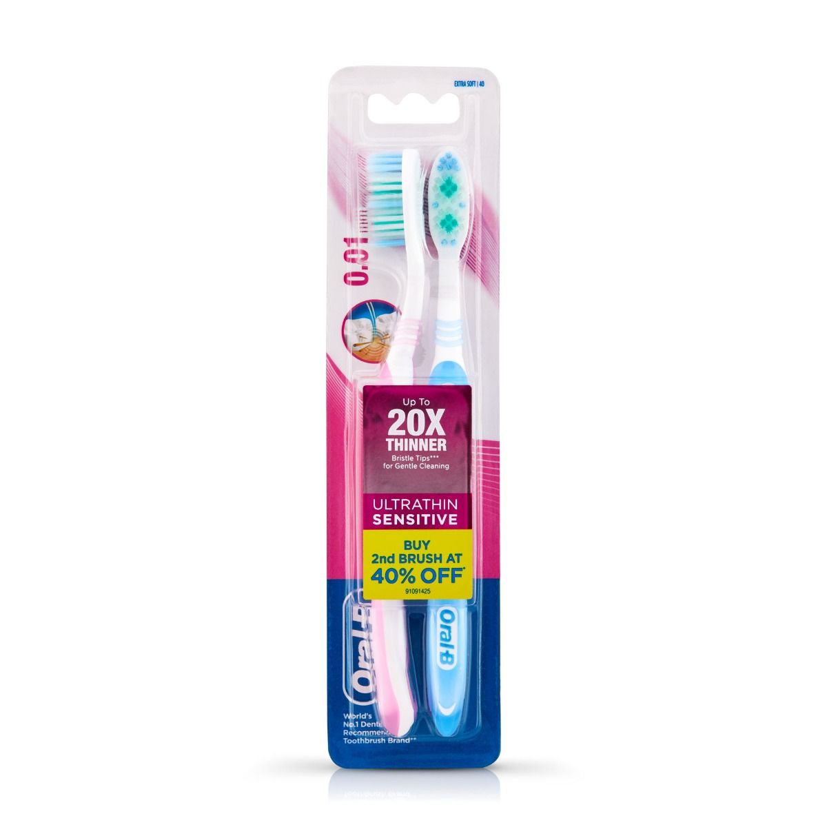 Oral-B Pro-Health Ultrathin Sensitive Toothbrush, 3 Count (Buy 2, Get 1 Free), Pack of 1 