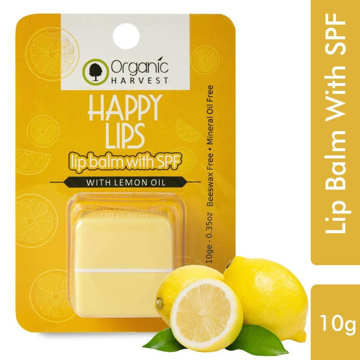Organic Harvest Happy Lips Lemon Lip Balm With SPF, 10 gm, Pack of 1 