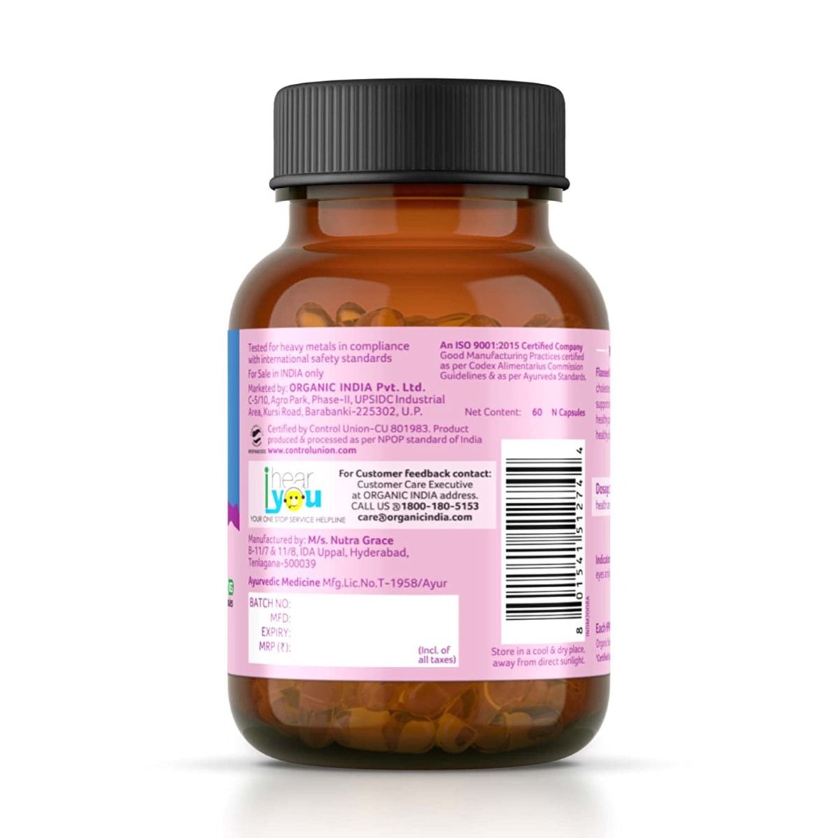 Organic India Flaxseed Oil for Heart Health, 60 Veg Capsules Price