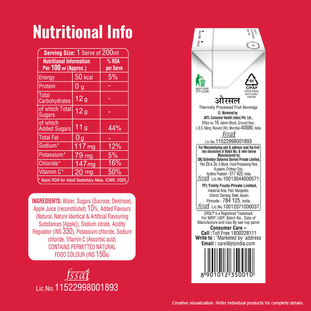 ORSL® Electrolyte Apple Drink, 200 ml Price, Uses, Side Effects