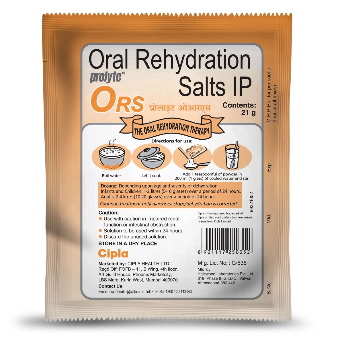 ORS Prolyte Orange Flavour Powder, 21 gm, Pack of 1 