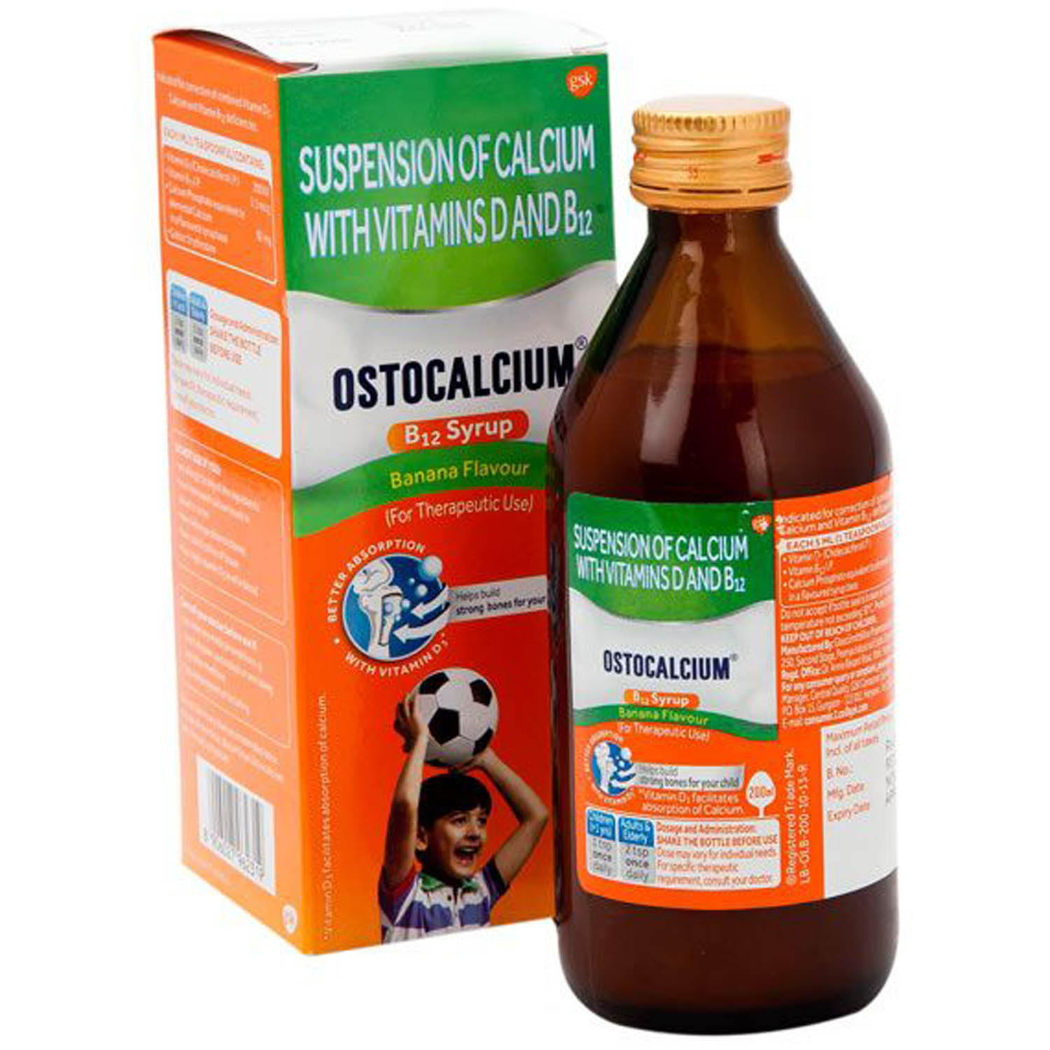 Buy Ostocalcium B12 Banana Flavoured Syrup, 200 ml Online