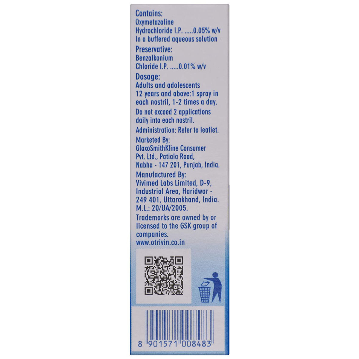 Otrivin Oxy Fast Relief Adult Nasal Spray 10 Ml Price Uses Side   Otr0041 5 