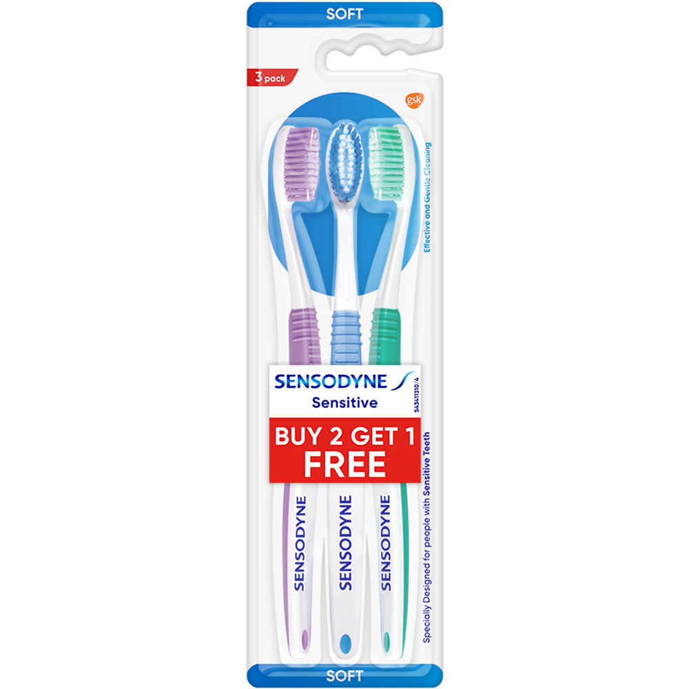 Sensodyne Sensitive Soft Toothbrush, 3 Count (Buy 2 Get 1 Free), Pack of 1 