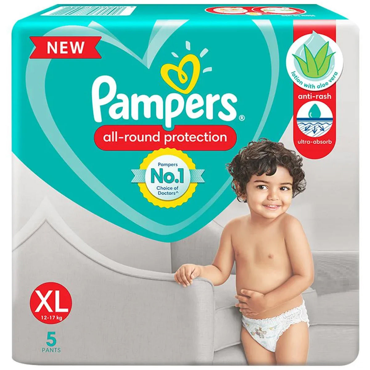Pampers All- Round Protection Diaper Pants XL, 5 Count, Pack of 1 