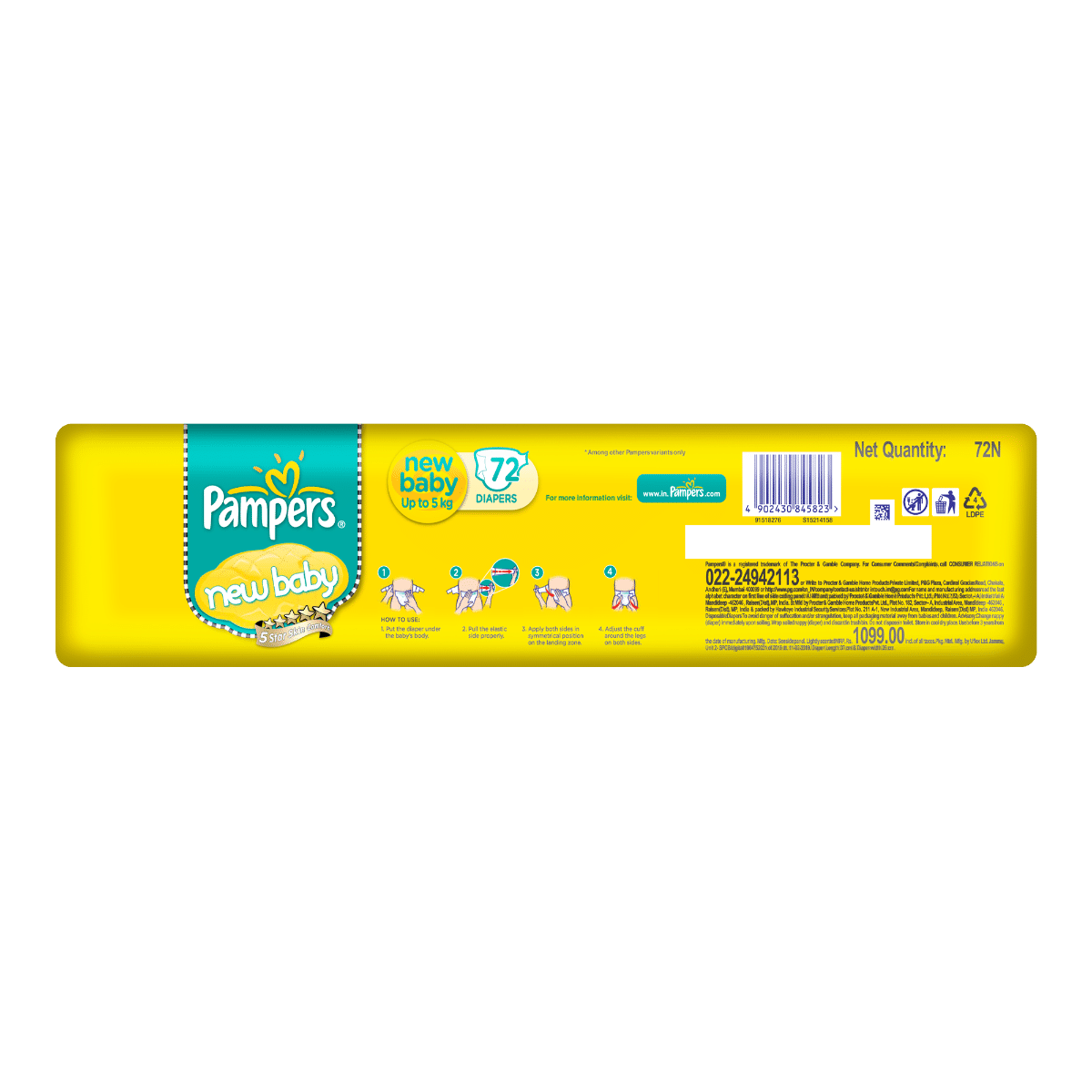 Pampers New Baby Diapers, 72 Count, Pack of 1 