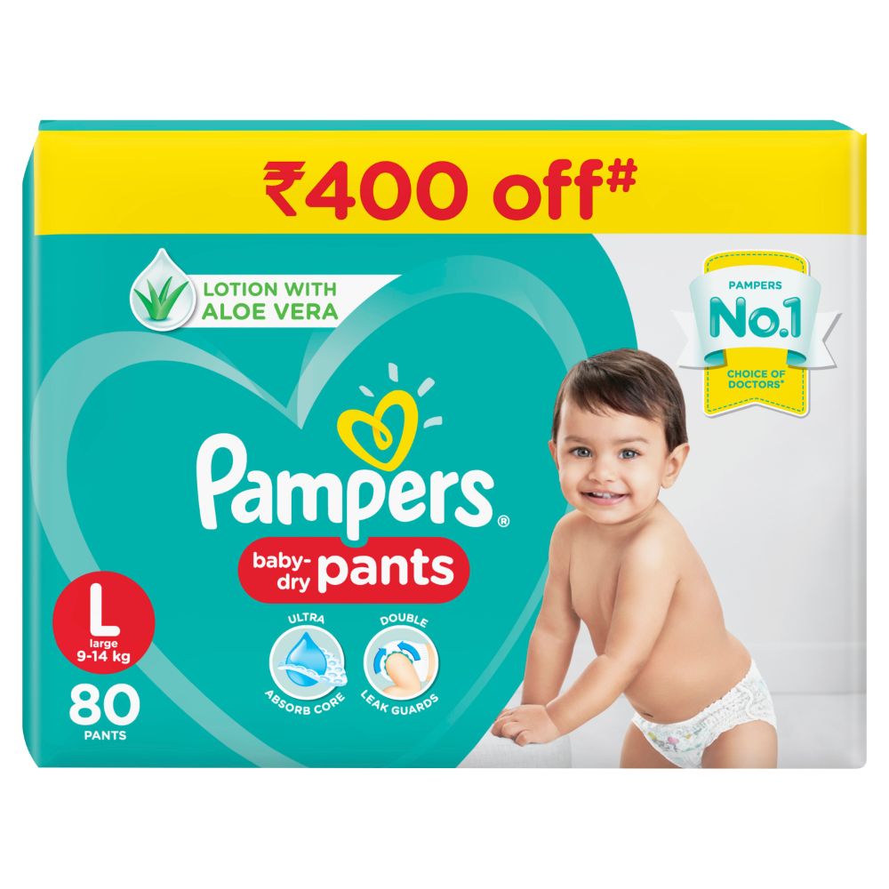 Pampers Baby-Dry Diaper Pants Large, 80 Count, Pack of 1 