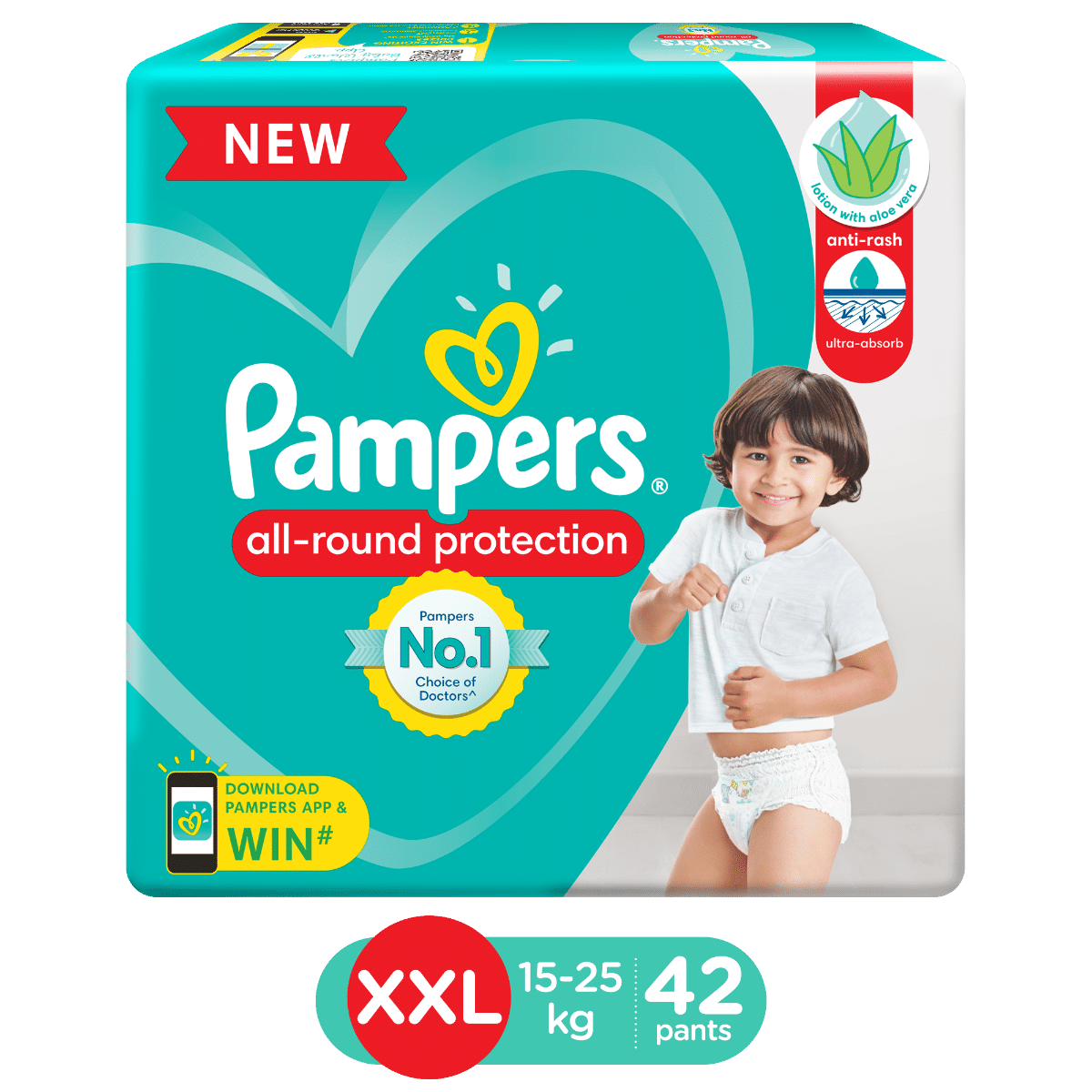Pampers All-Round Protection Diaper Pants XXL, 42 Count, Pack of 1 