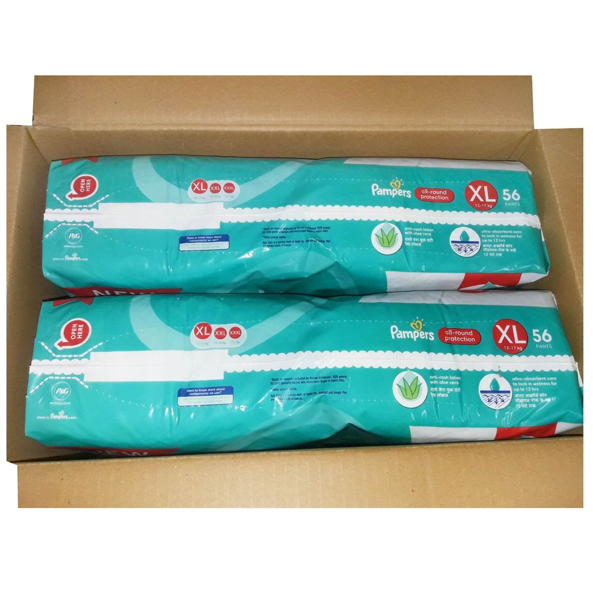 Pampers All-Round Protection Diaper Pants XL, 112 Count (2 x 56 Diapers), Pack of 1 