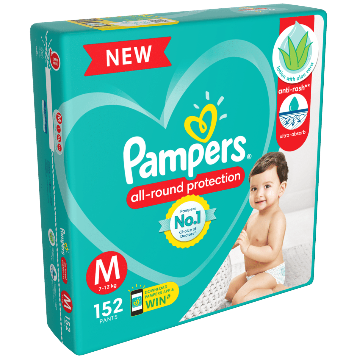 Pampers All-Round Protection Diaper Pants Medium, 152 Count, Pack of 1 