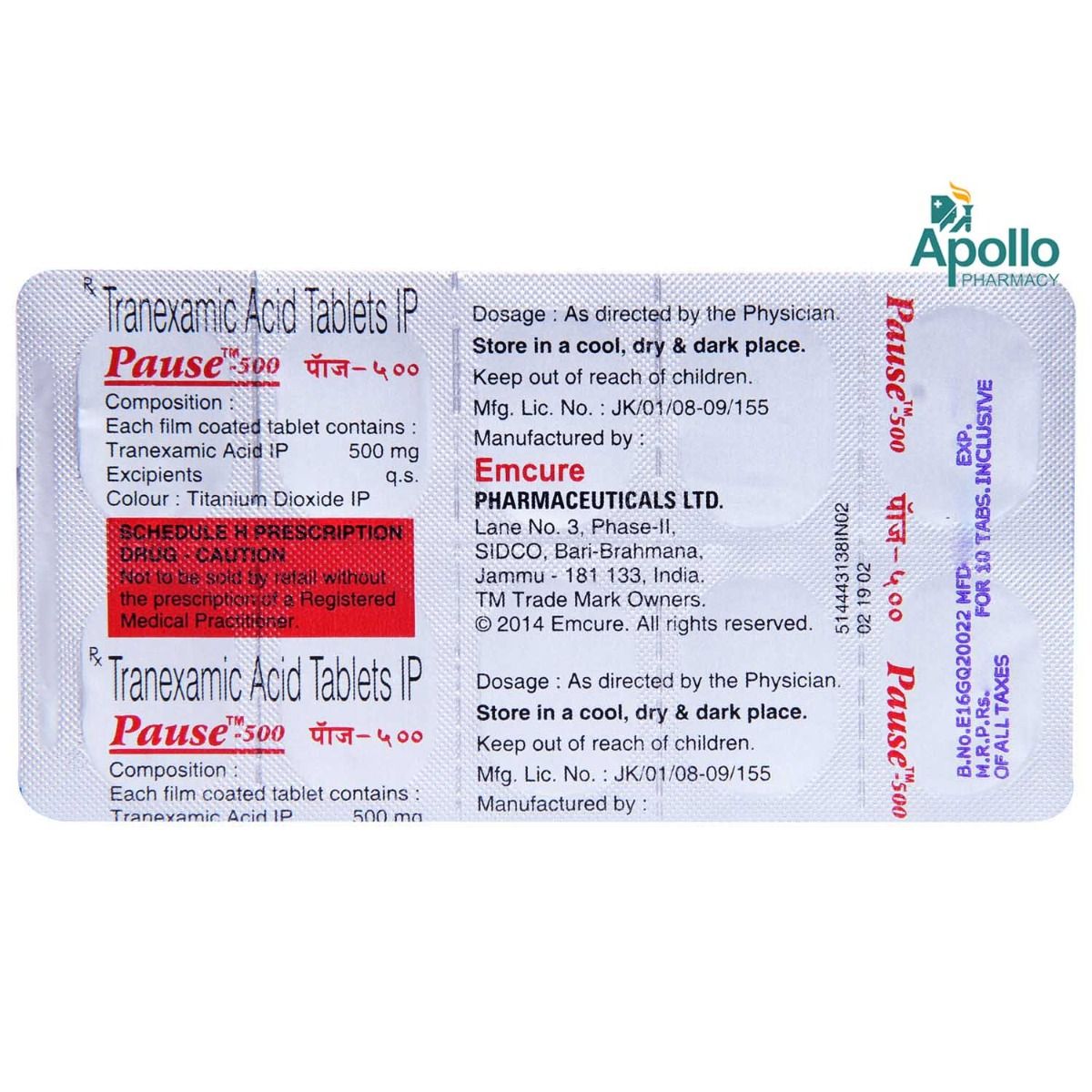 Pause 500 Tablet 10 S Price Uses Side Effects Composition Apollo Pharmacy