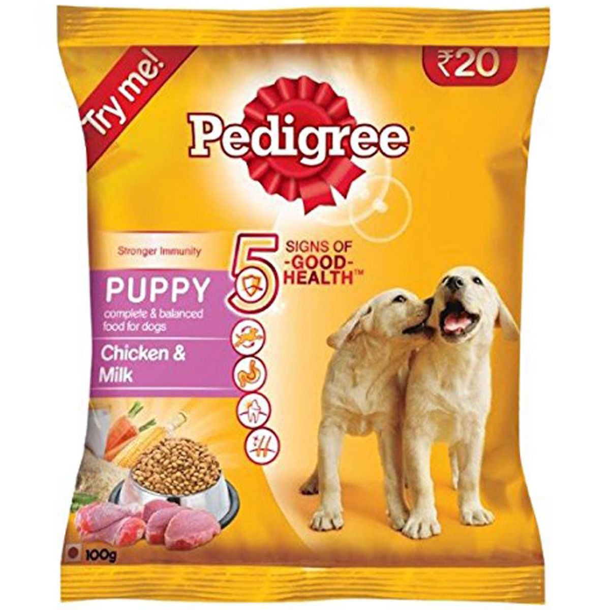 Pedigree Puppy Chicken & Milk Dog Food, 100 gm, Pack of 1 