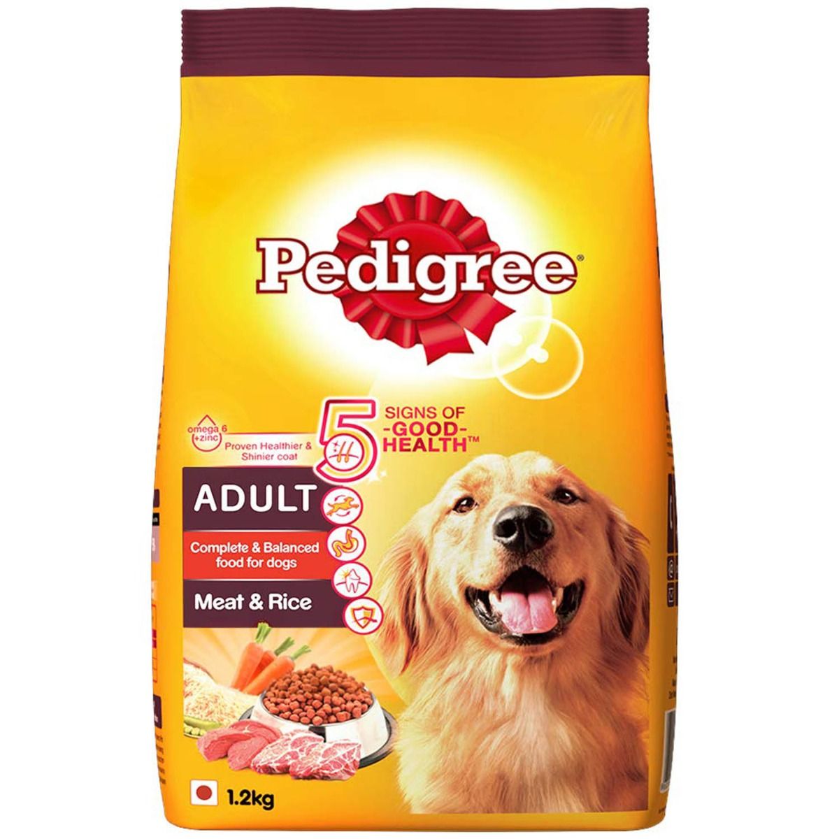 Pedigree Adult Dog Food With Meat & Rice, 1.2 kg, Pack of 1 