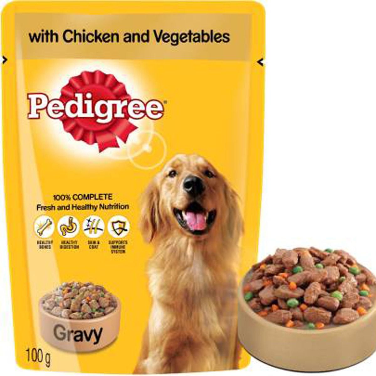 Pedigree Adult Dog Food With Chicken & Vegetables, 100 gm, Pack of 1 