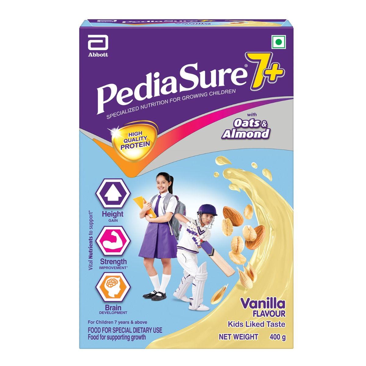 Pediasure Vanilla Flavour Nutrition Drink Powder for 7+ Years Kids, 400 gm Refill Pack, Pack of 1 