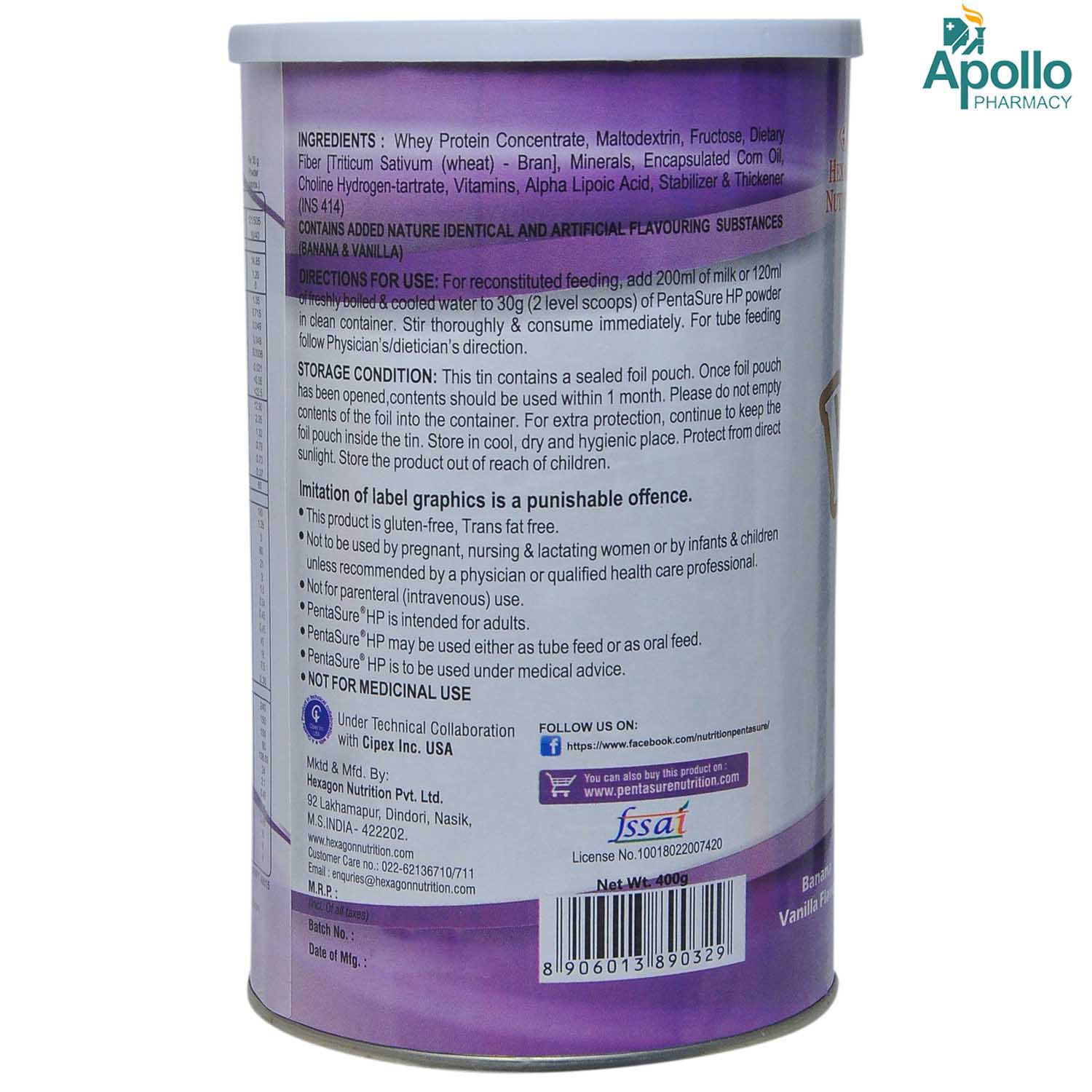 pentasure hp 400g banana vanilla flavor