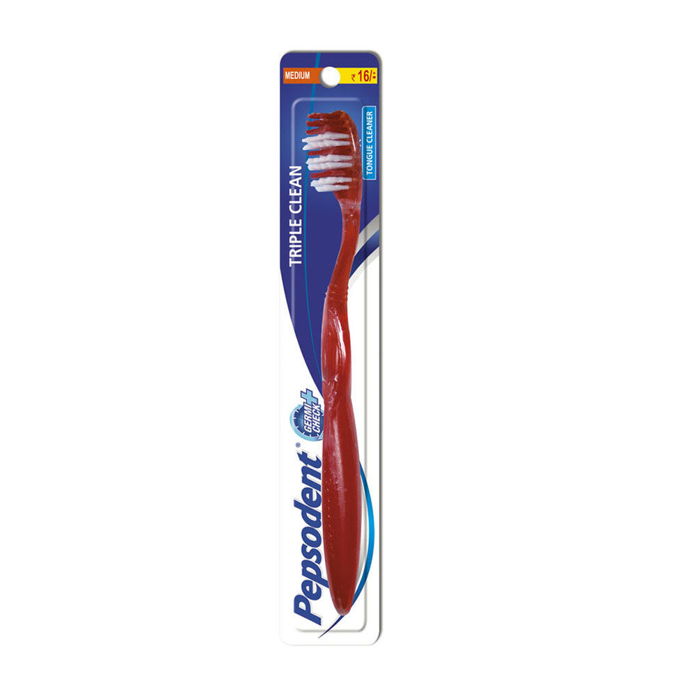 Pepsodent Triple Clean Medium Toothbrush, 1 Count, Pack of 1 