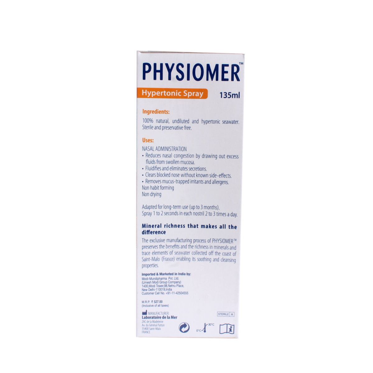Physiomer Hypertonic Sea Water, Pack of 1 