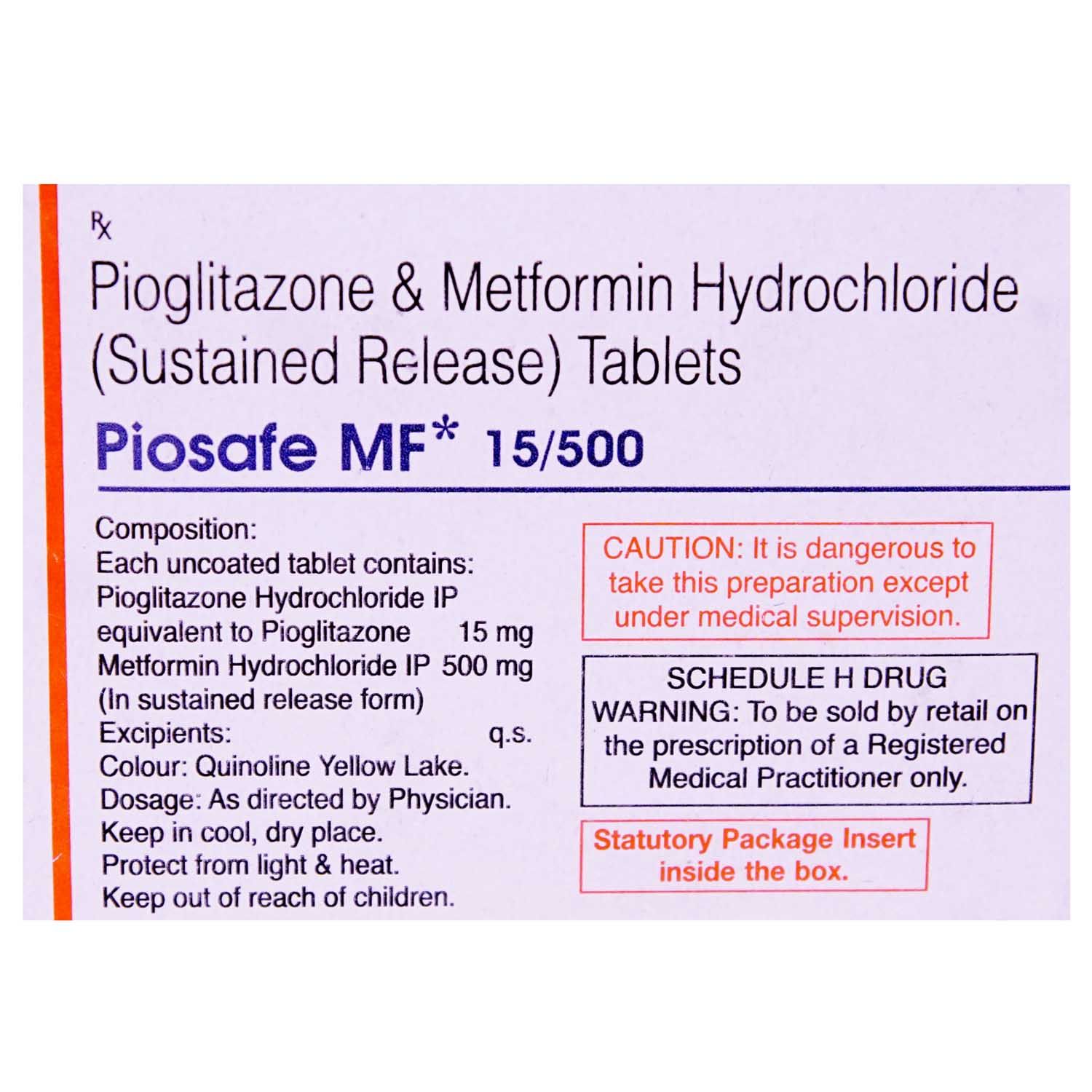 PIOSAFE MF 15MG TABLET, Pack of 10 TABLETS
