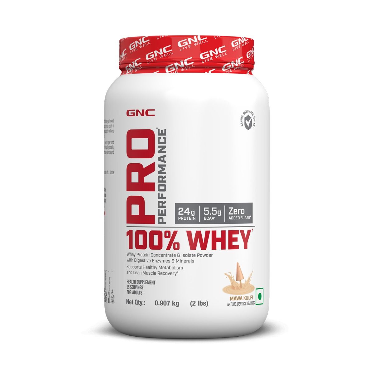 GNC Pro Performance 100 Whey Protein Mawa Kulfi Flavour Powder, 0.907