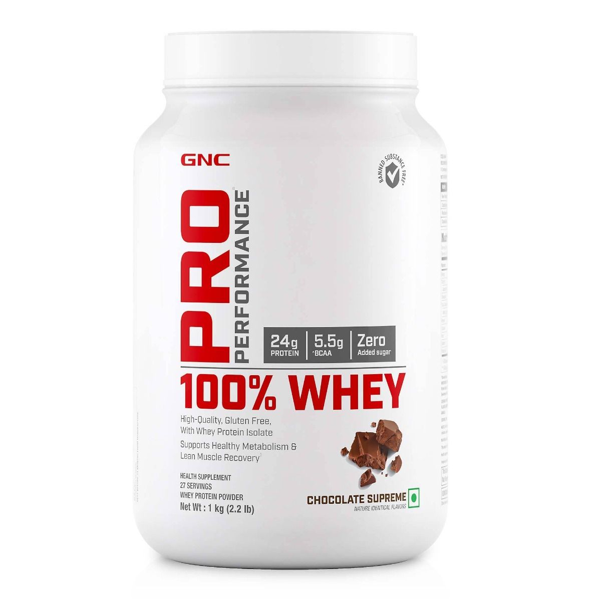 GNC PRO Performance 100% Whey Chocolate Supreme Flavoured Powder, 1 kg, Pack of 1 