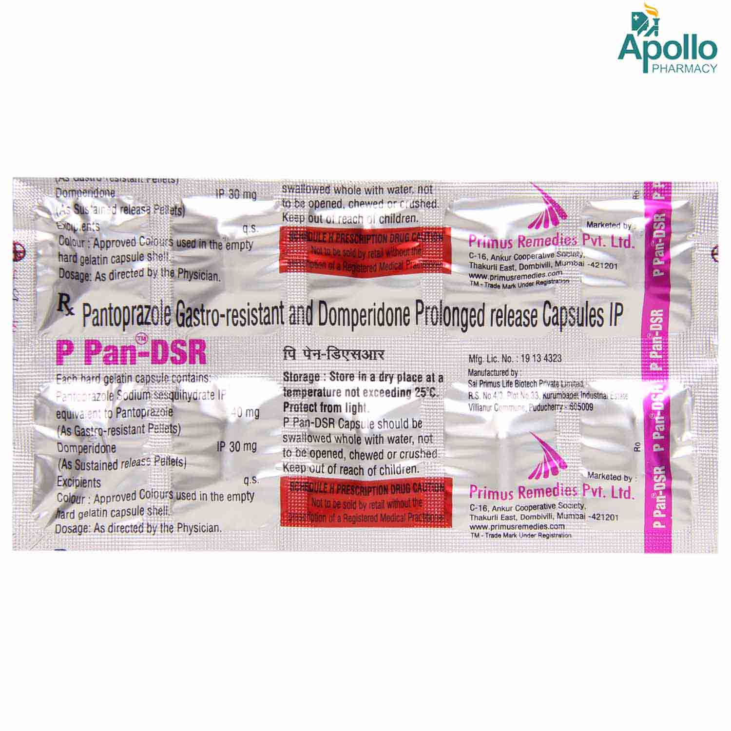 P Pan DSR Capsule 10's Price, Uses, Side Effects, Composition Apollo