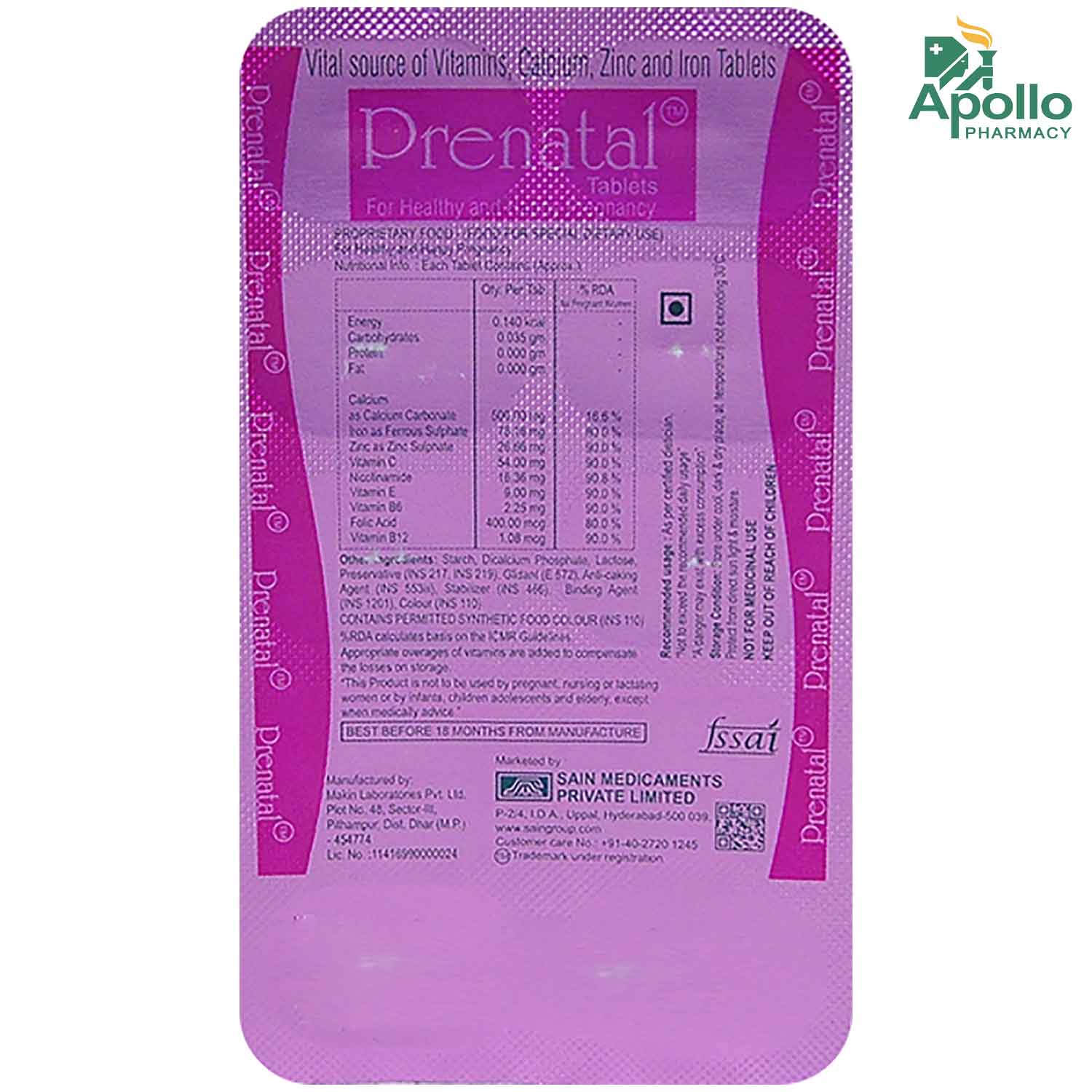 Prenatal Tablet 10's Price, Uses, Side Effects, Composition Apollo