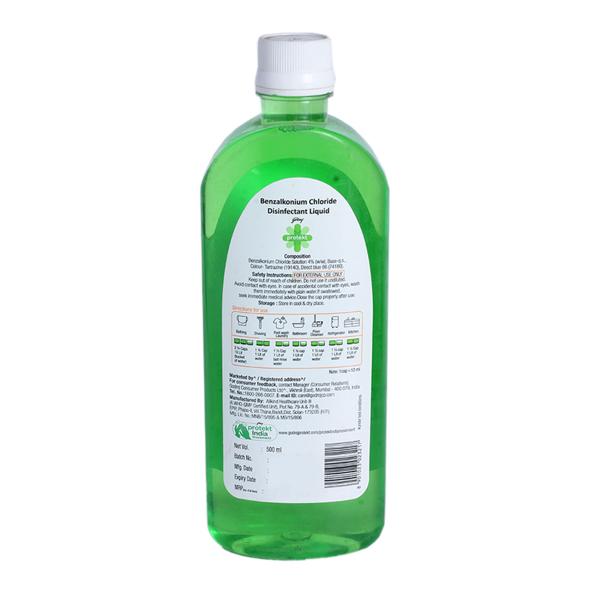 Godrej Protekt Multi Purpose Disinfectant Citrus Liquid, 500 ml, Pack of 1 