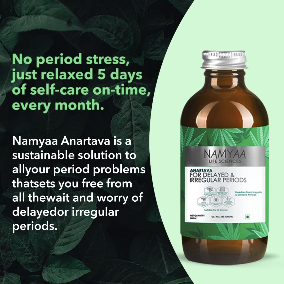 Namyaa Anartava for Delayed & Irregular Periods Syrup, 500 ml, Pack of 1 