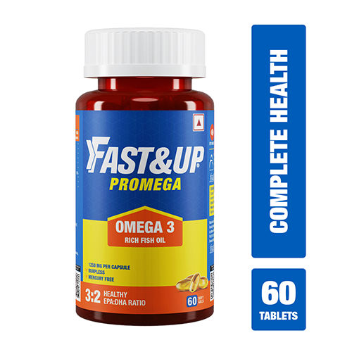 Buy Fast&Up Promega Omega 3 Rich Fish Oil 1250 mg, 60 Capsules Online
