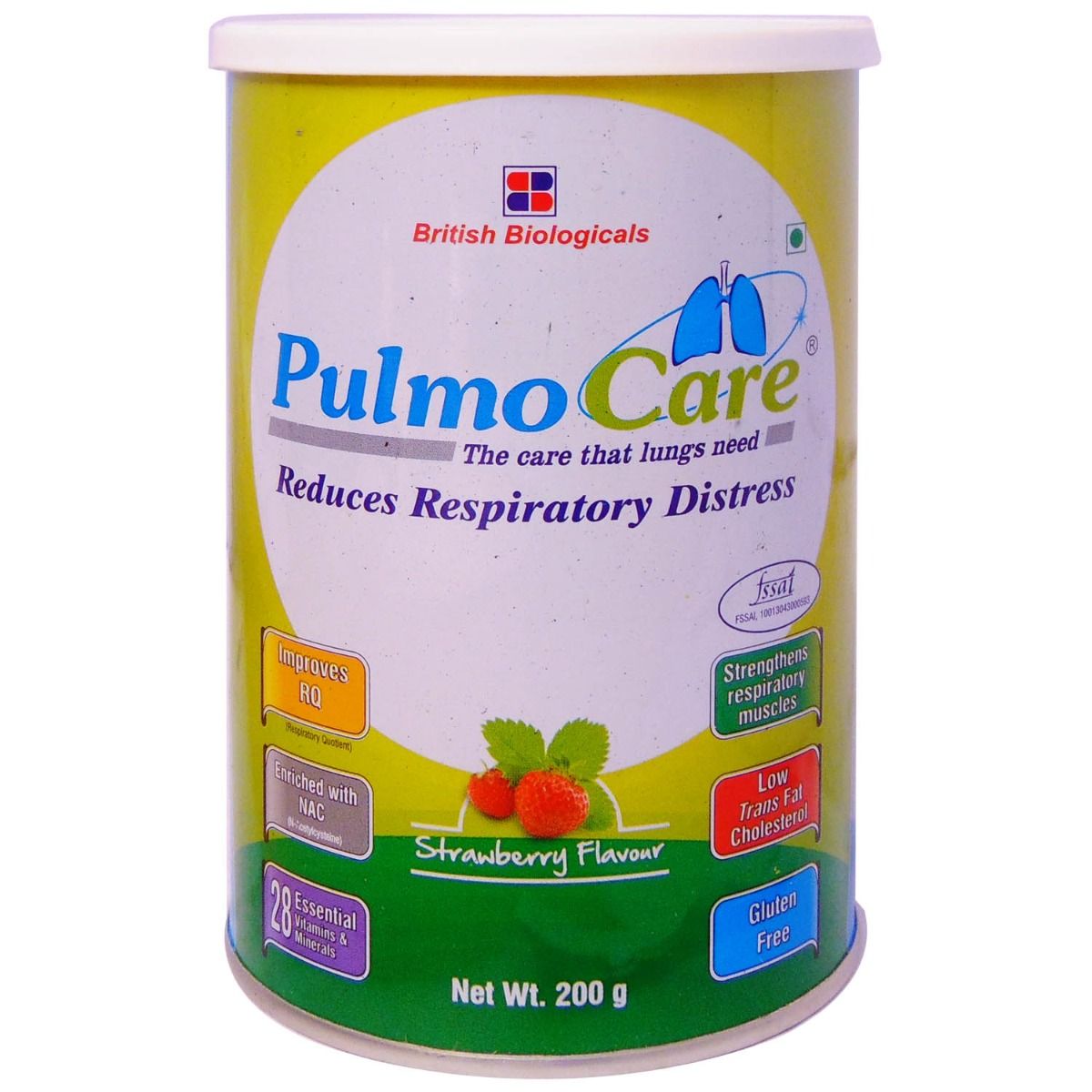 Buy Pulmocare Strawberry Flavoured Powder, 200 gm Tin Online
