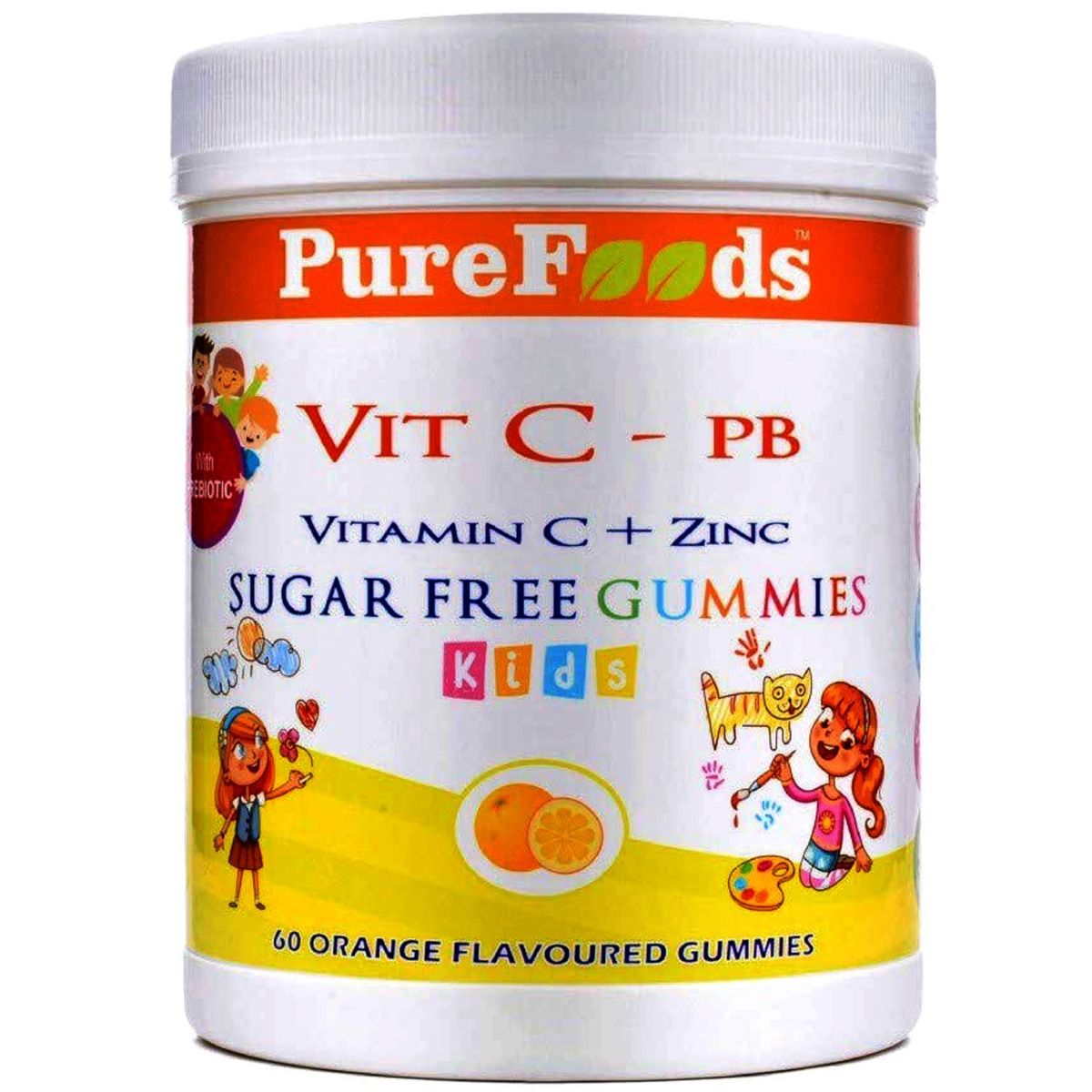 Buy Pure Foods Vitamin C + Zinc Orange Flavoured Kids Gummies, 60 Count Online