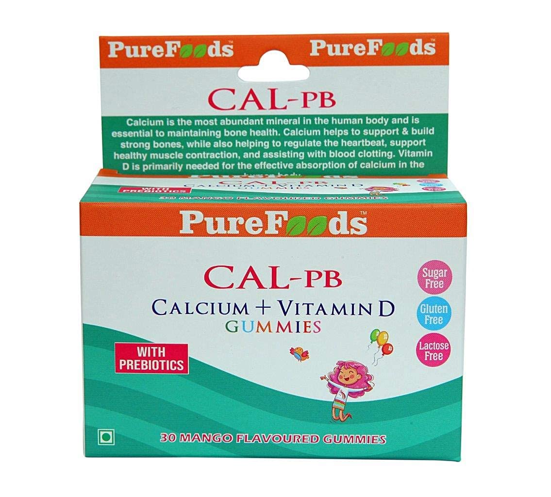 Buy PureFoods Cal-PB Calcium+Vitamin D Gummies Mango Flovour, 30 Count Online