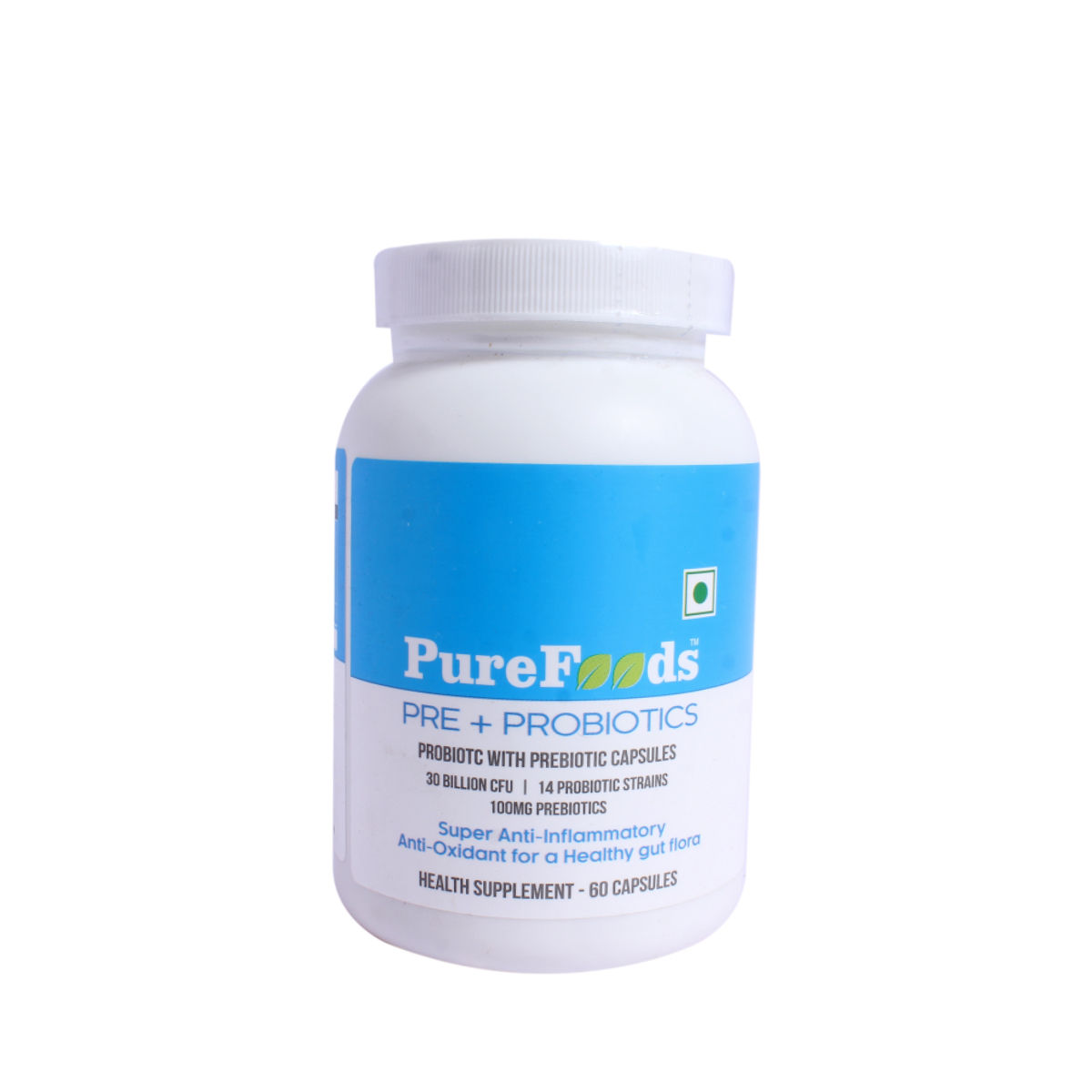 PureFoods Prebiotic + Probiotic, 60 Capsules, Pack of 1 