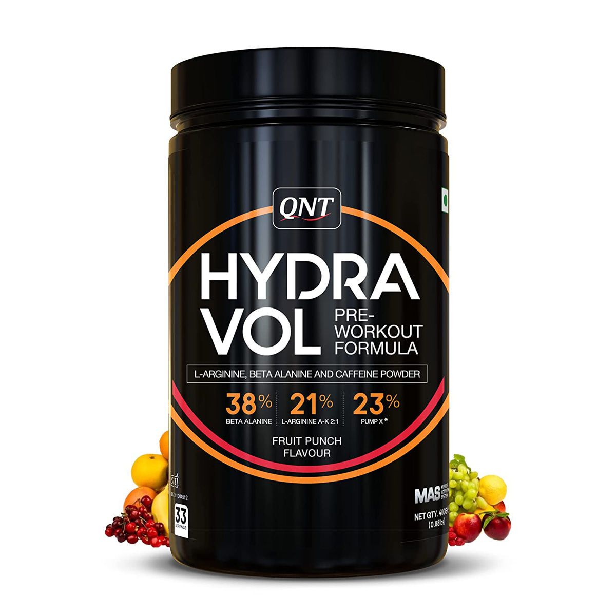 QNT Hydra Vol PreWorkout Fruit Punch Flavour Powder, 400 gm Price