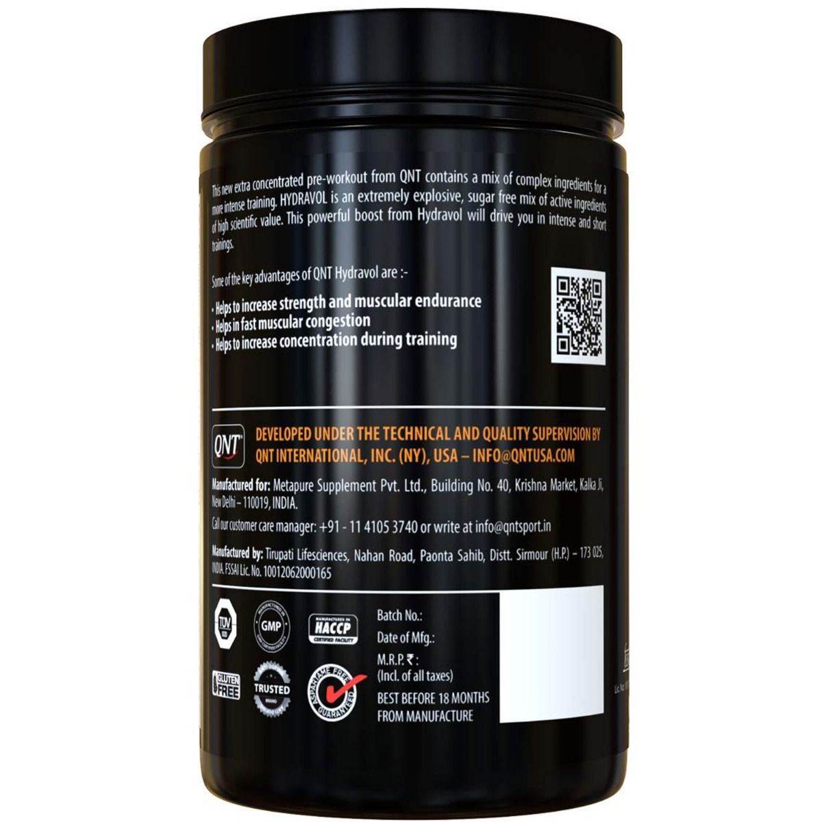 QNT Hydra Vol Pre-Workout Formula Lemon Flavour Powder, 400 gm, Pack of 1 