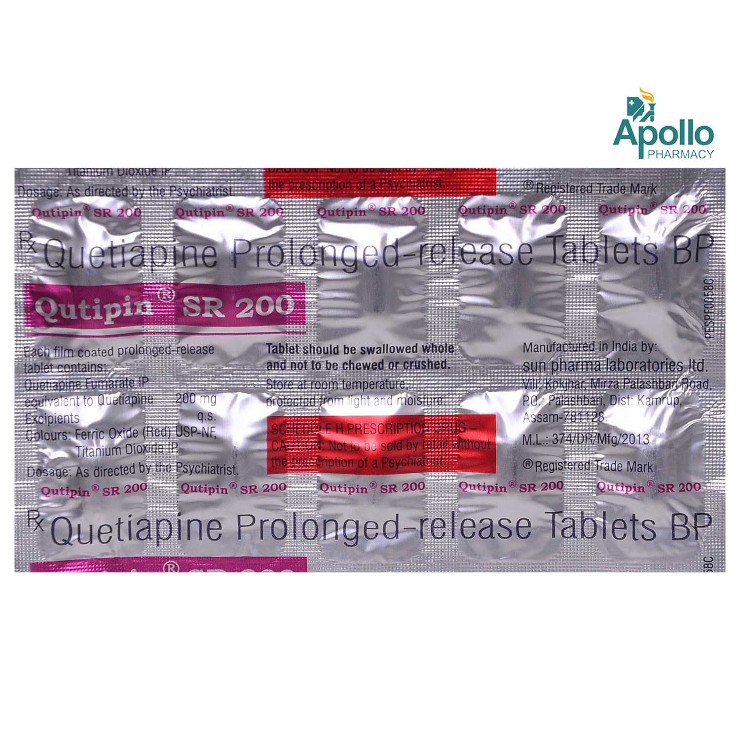 QUTIPIN SR 200MG TABLET Price, Uses, Side Effects, Composition Apollo