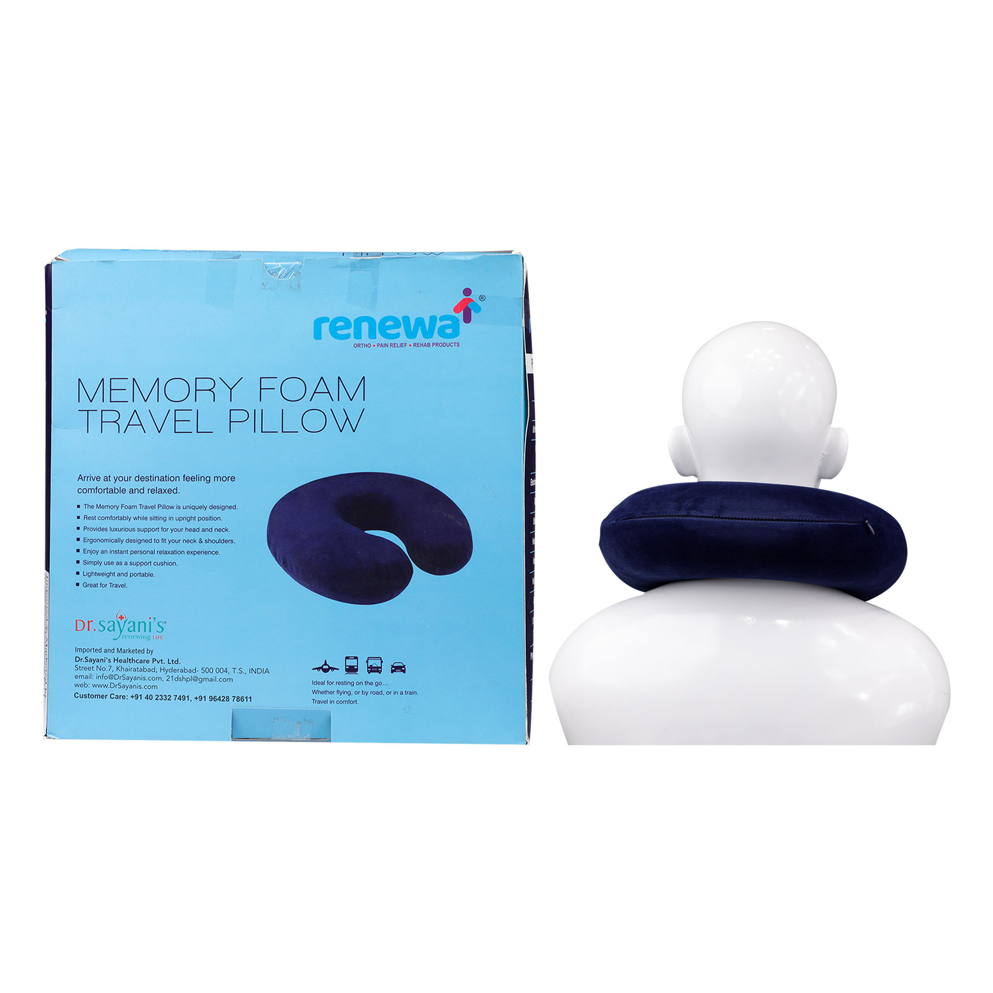 Renewa Neck U Shape Neck Pillow Memory Foam, 1 Count, Pack of 1 