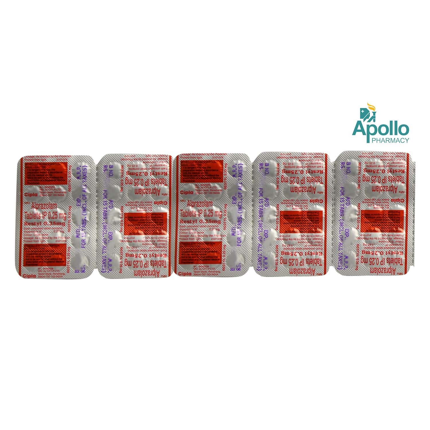 Restyl 0.25 mg Tablet 15's Price, Uses, Side Effects, Composition