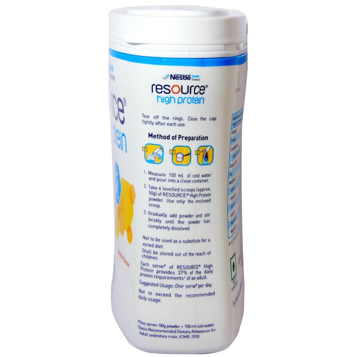 Nestle Resource High Protein Vanilla Flavoured Powder, 400 gm jar, Pack of 1 