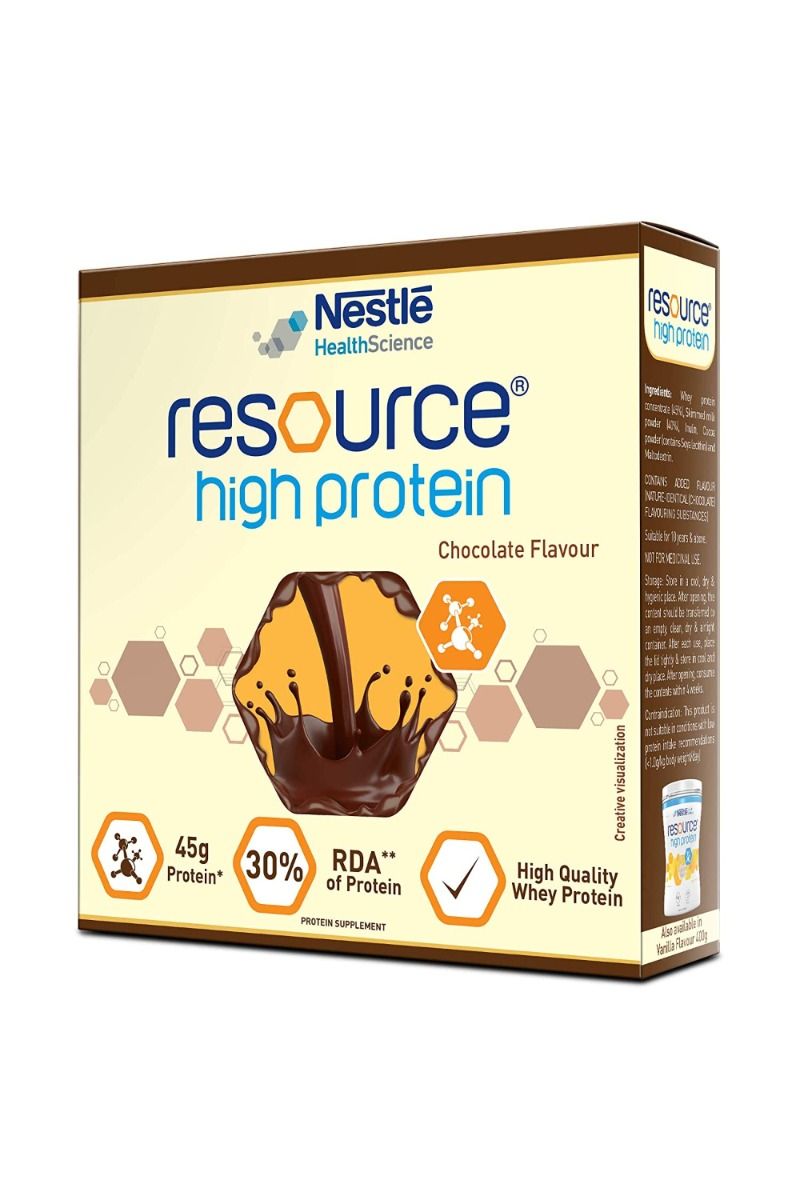 Nestle Resource High Protein Chocolate Flavour Powder, 400 gm (2 x 200 gm), Pack of 1 