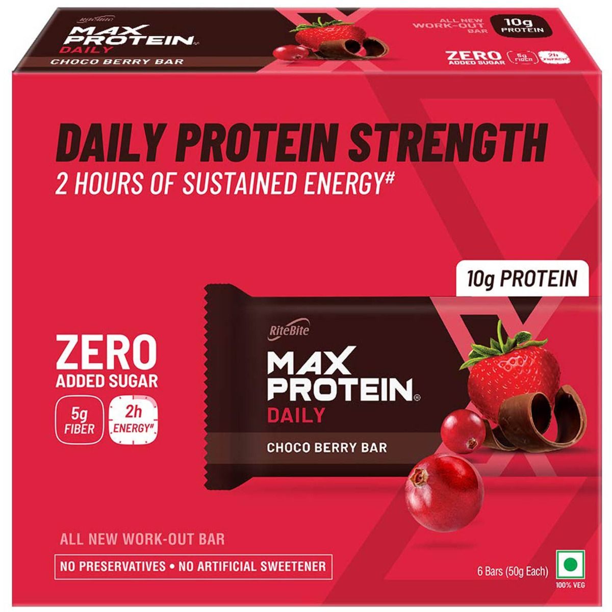 Ritebite Max Protein Daily Choco Berry Bar, 50 gm, Pack of 1 