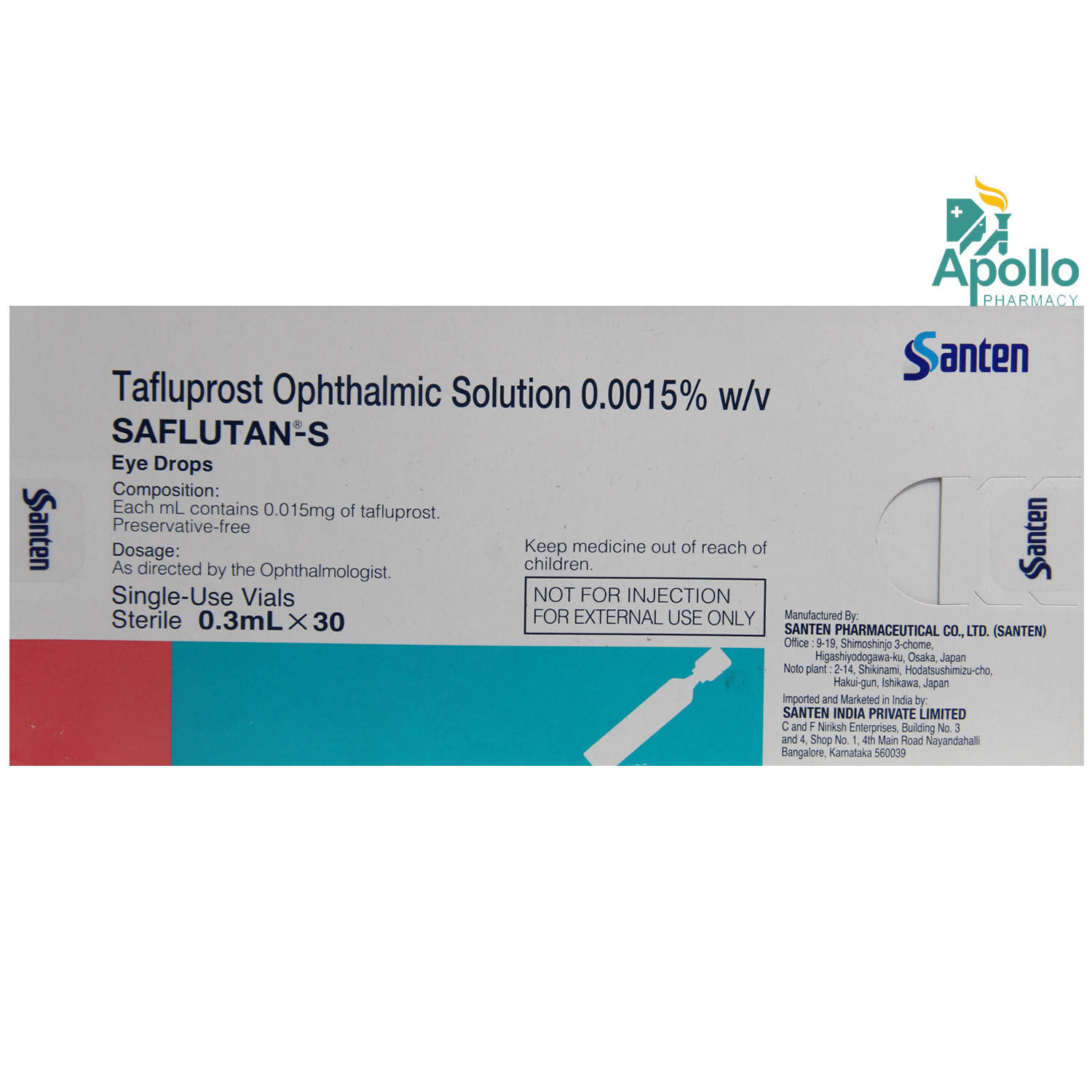 SaflutanS 0.0015W/V Eye Drops 0.3ml Price, Uses, Side Effects, Composition Apollo Pharmacy