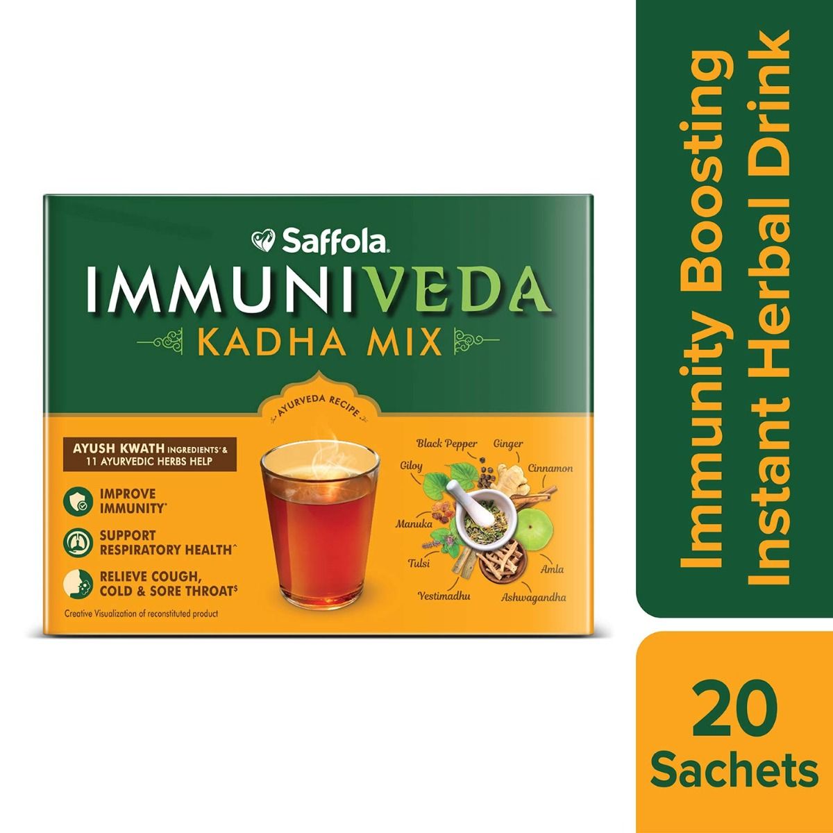 Saffola Immuniveda Kadha Mix, 80 gm (20 Sachets x 4 gm), Pack of 1 