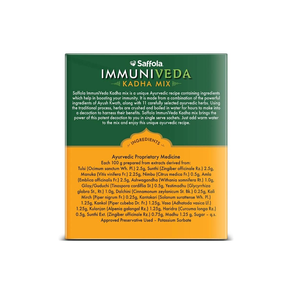 Saffola Immuniveda Kadha Mix, 80 gm (20 Sachets x 4 gm), Pack of 1 