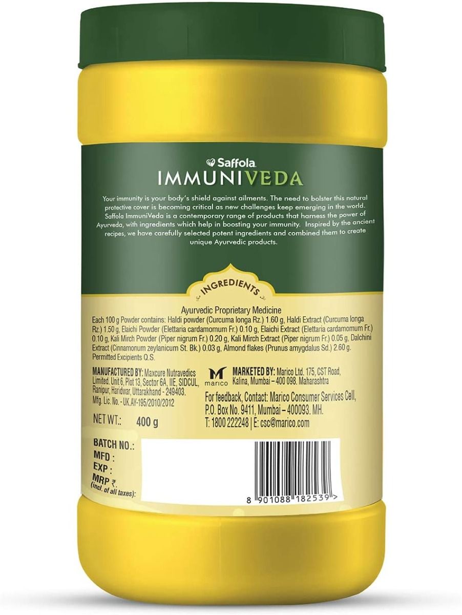 Saffola Immuniveda Golden Turmeric Milk Mix, 400 gm, Pack of 1 