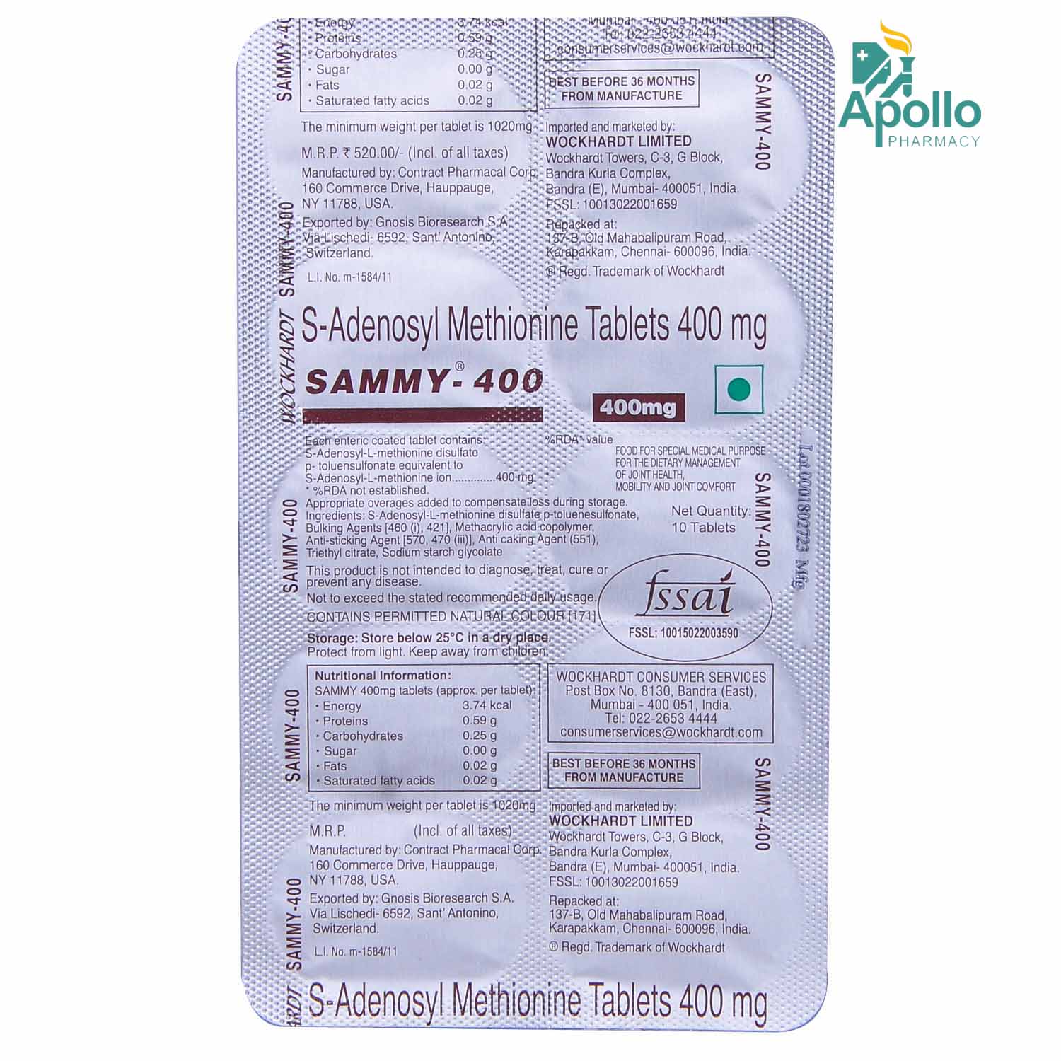 Sammy-400 Tablet 10's, Pack of 10 TABLETS