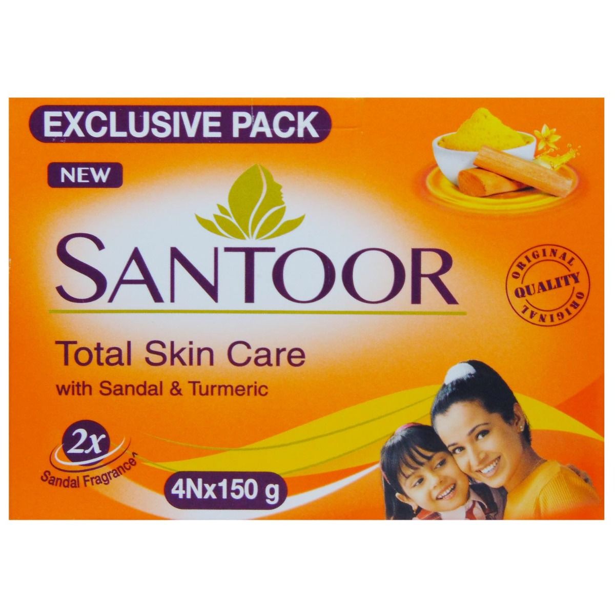 Santoor Sandal Soap, 600 gm (4 x 150 gm), Pack of 1 