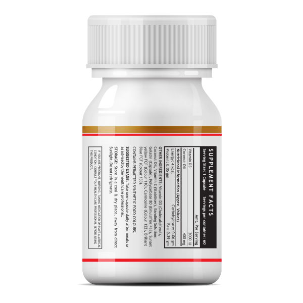 Inlife Vitamin D3 2000 IU, 60 Capsules, Pack of 1 